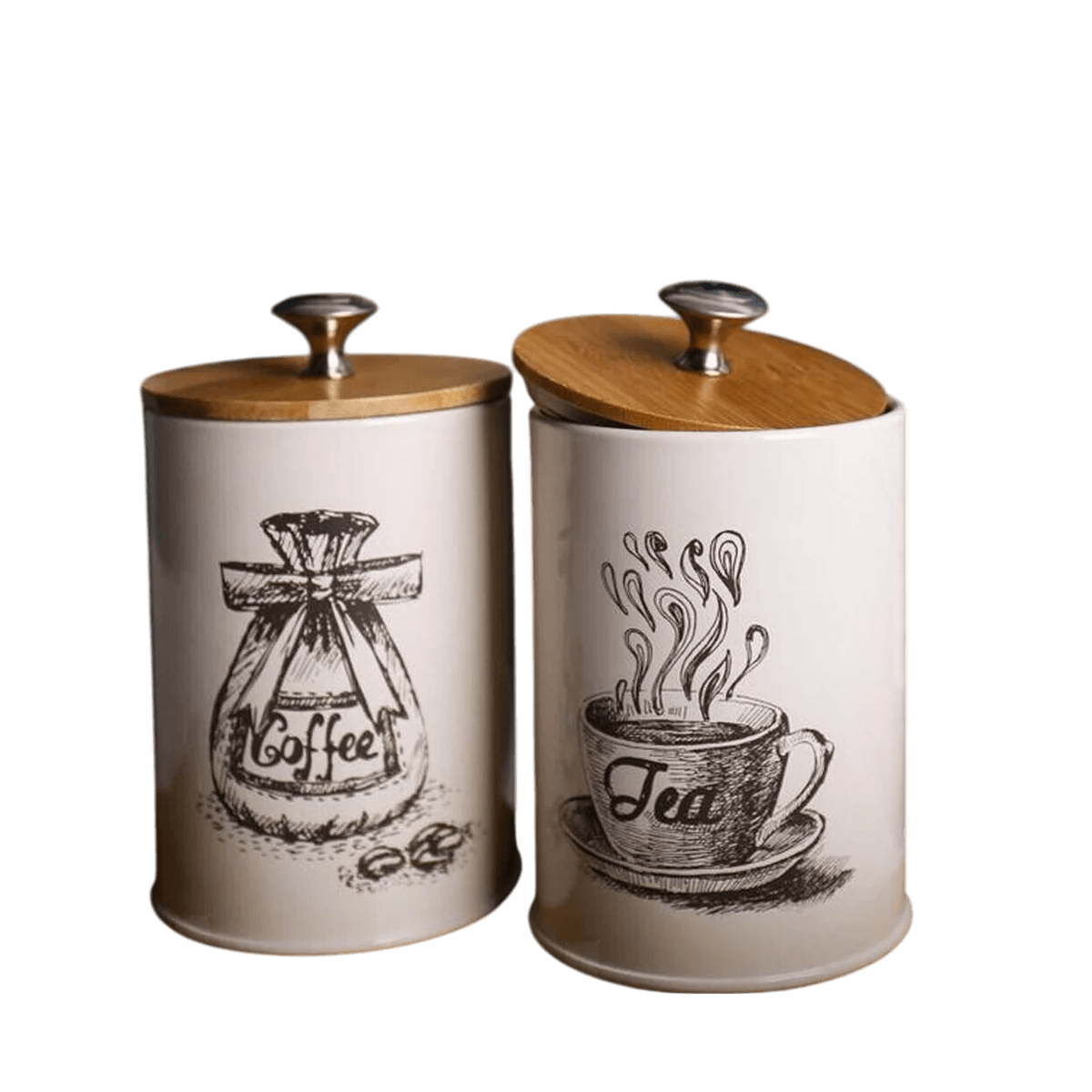 IRON & WOOD KITCHEN CONTAINER (COLOR) SET OF 2